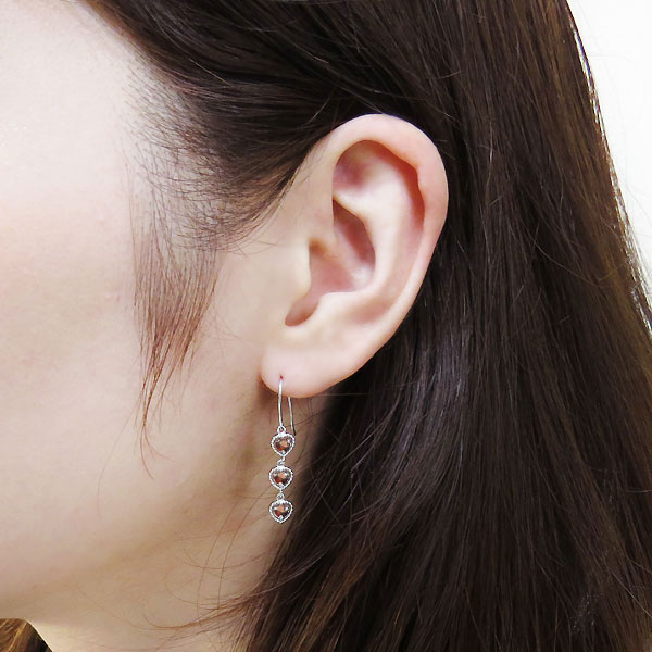 ハート ピアス ガーネット トリロジー フックピアス プラチナ ピアス 