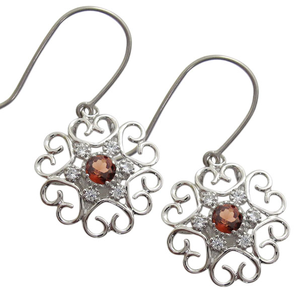 ハート ピアス ガーネット フックピアス K18 ピアス