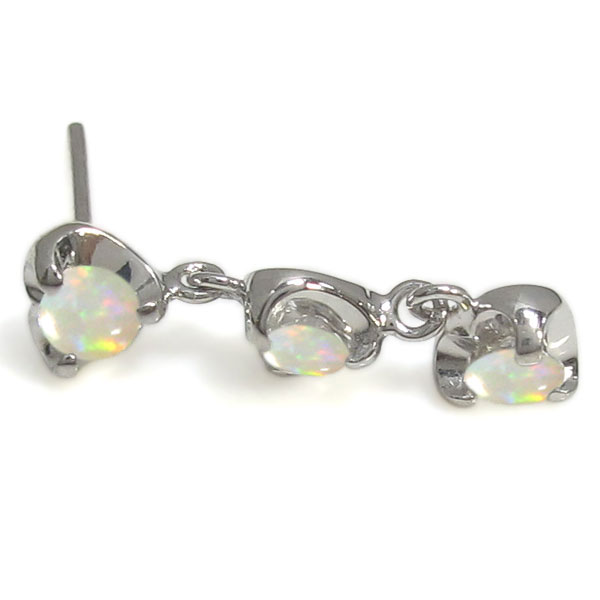 ハートピアス オパール ゆれる トリロジーピアス 10金 かわいい_2