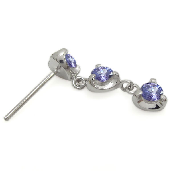 ハートピアス タンザナイト 揺れる トリロジーピアス 10金 かわいい_3