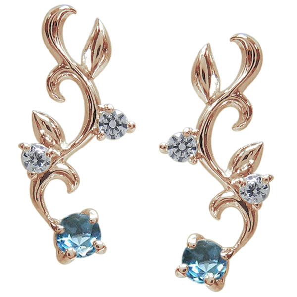 アラベスク ピアス ブルートパーズ ピアス K18 唐草 ピアス