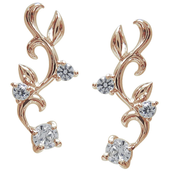 ダイヤモンドピアス アラベスク ピアス 唐草 18金 ピアス_5