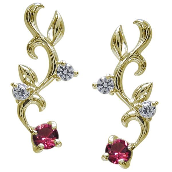アラベスク ピアス ルビー ピアス K10 唐草 ピアス_5