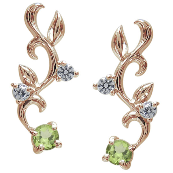 アラベスク ピアス ペリドット ピアス K18 唐草 ピアス