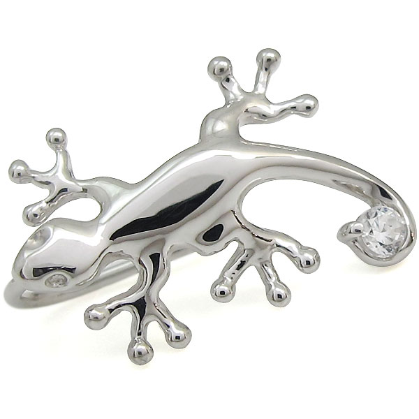 ダイヤモンド ピアス ヤモリ ジュエリー 10金 守宮 フックピアス