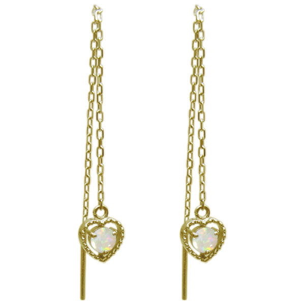 ロングピアス オパール ハートピアス  ミル打ちデザインの通販は 25,404円