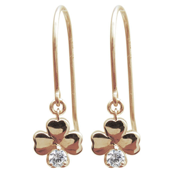 ダイヤモンドピアス クローバーピアス よつば 揺れる フックピアス K10 かわいいの通販は 28,835円