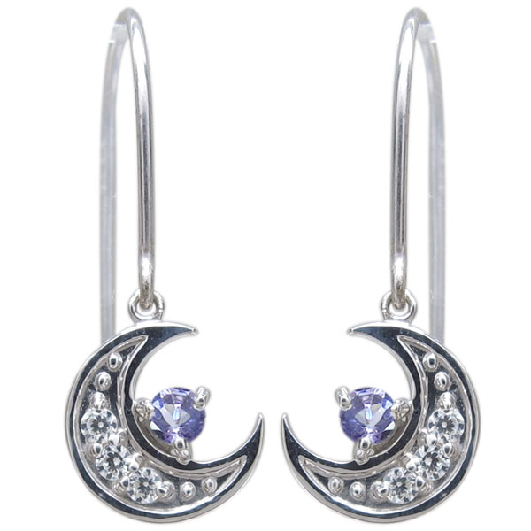 K18 ムーンピアス ムーンピアス 月 三日月ピアス タンザナイト フックピアス K18