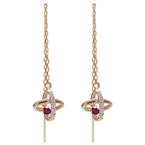 惑星 星 ピアス ルビー ロングピアス K18の通販は