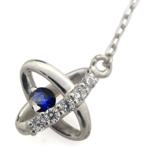 宇宙 ピアス サファイア 一粒 ロングピアス 10金