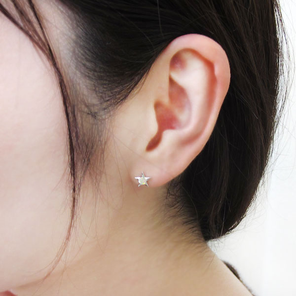 オパールピアス 星ピアス スターモチーフピアス 18金