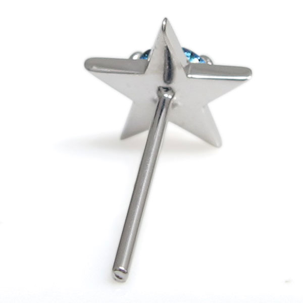 プラチナ スターピアス 星 ブルートパーズピアス レディース_2