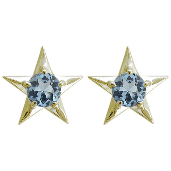 スターピアス アクアマリンサンタマリア 星ピアス K10 スタッドピアス【RCP】10P06Aug16_5