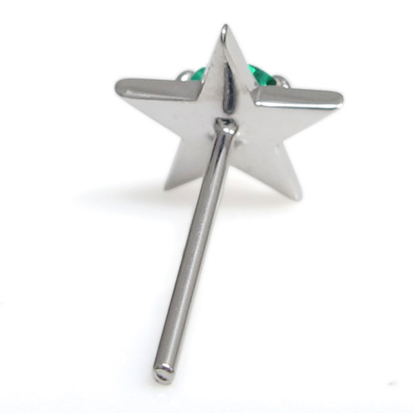 プラチナ スターピアス 星 エメラルドピアス レディース_2