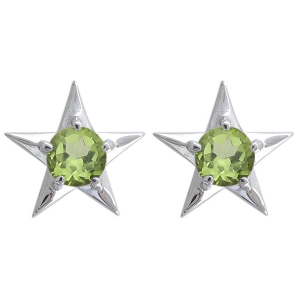 プラチナ スターピアス 星 ペリドットピアス レディース