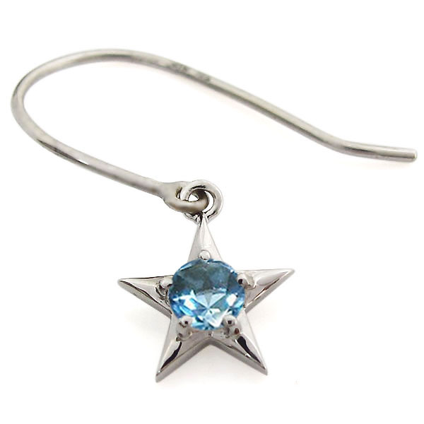 星ピアス スターピアス ブルートパーズ 10金 フックピアス_3