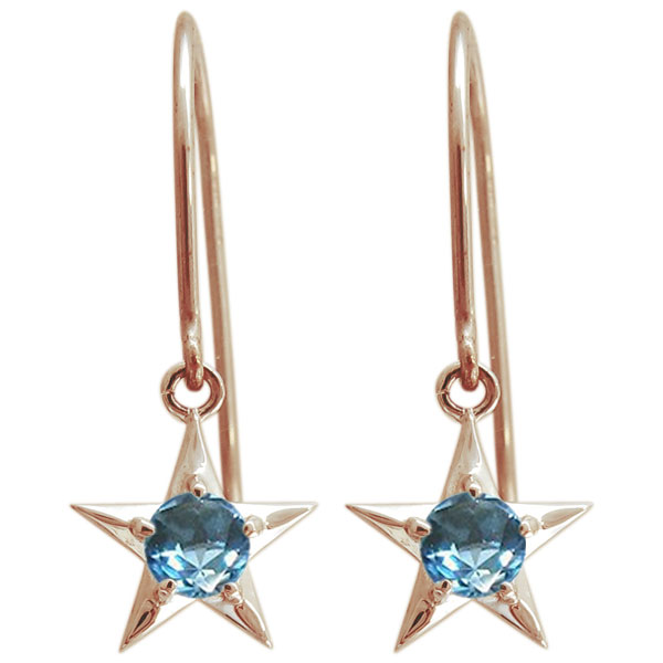 星ピアス スターピアス ブルートパーズ 10金 フックピアス_5