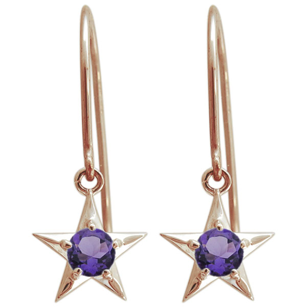 星ピアス スターピアス アメジスト 10金 フックピアス_5