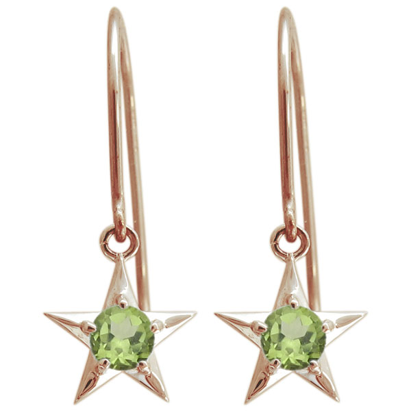星ピアス スターピアス ペリドット 10金 フックピアス_5