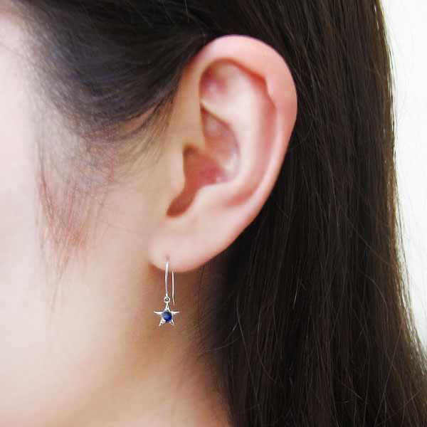 星ピアス スターピアス サファイア 10金 フックピアス_1