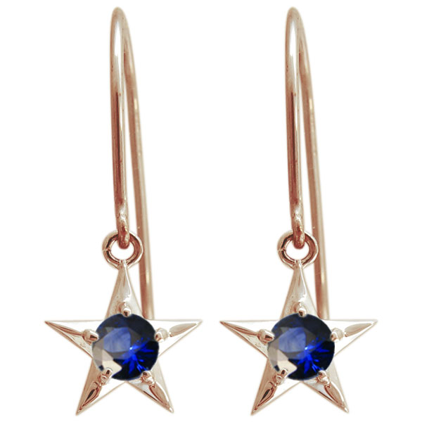 星ピアス スターピアス サファイア 10金 フックピアス_5