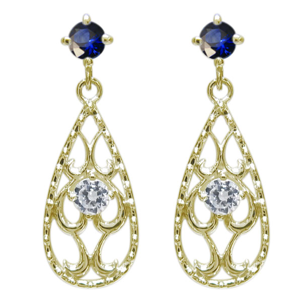 雫ピアス サファイア ゆれる ティアドロップピアス K10 ピアス かわいいの通販は 20,874円