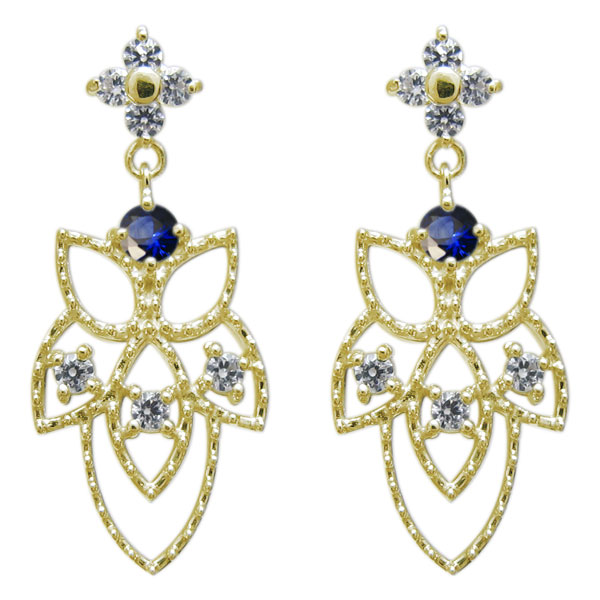 ピアス サファイア 9月誕生石 レディースピアス 18金 ゴールド スタッドピアスの通販は