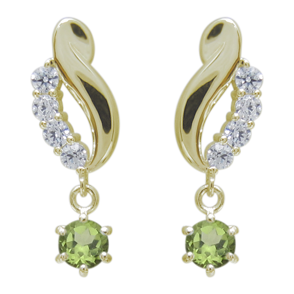 エレガントピアス 10金 ペリドットピアス シンプル 結婚10周年記念の通販は