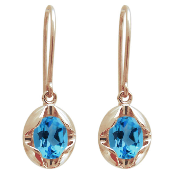 ブルートパーズ オーバル ピアス 一粒 K18 シンプルピアス 56,520円