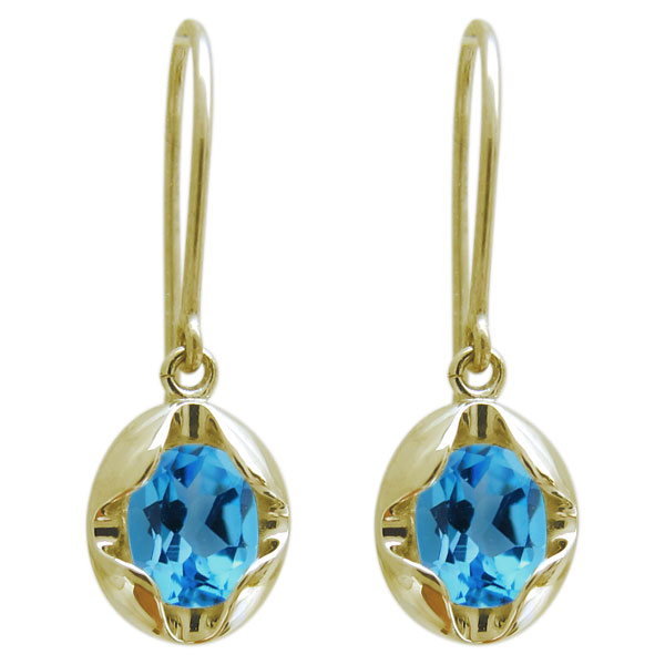 オーバル ブルートパーズピアス 10金 一粒 シンプル ピアス