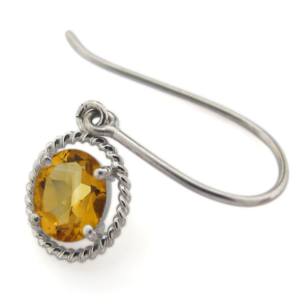 フックピアス シトリン 18金 シンプルピアス_3