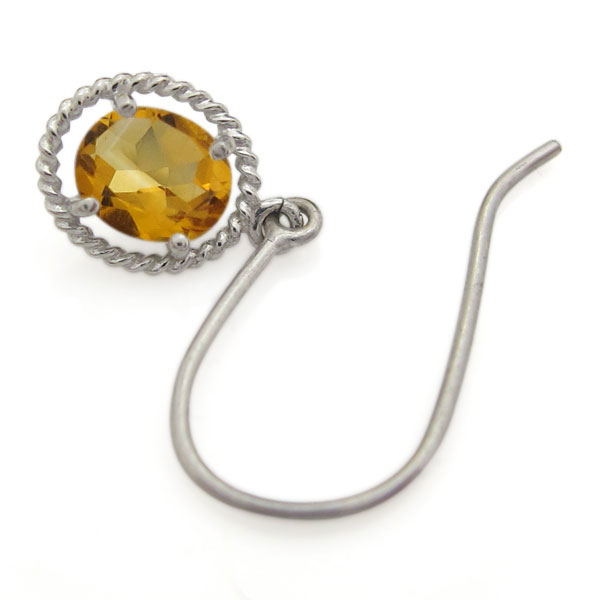 フックピアス シトリン 18金 シンプルピアス_4