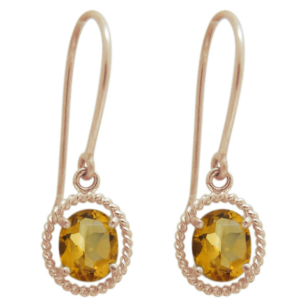 フックピアス シトリン 18金 シンプルピアス_5