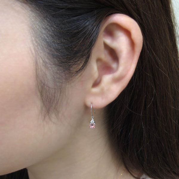 K18 オーバルピアス フックピアス ピンクトルマリン_1
