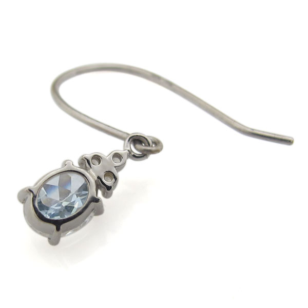 オーバル プラチナピアス アクアマリン フックピアス_2