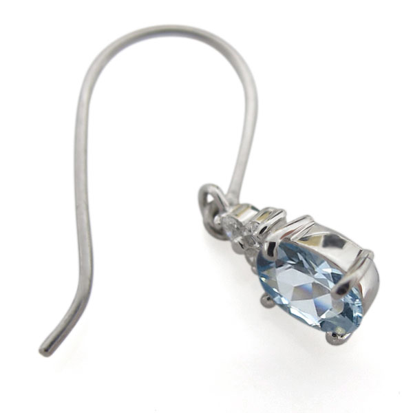 オーバル プラチナピアス アクアマリン フックピアス_3