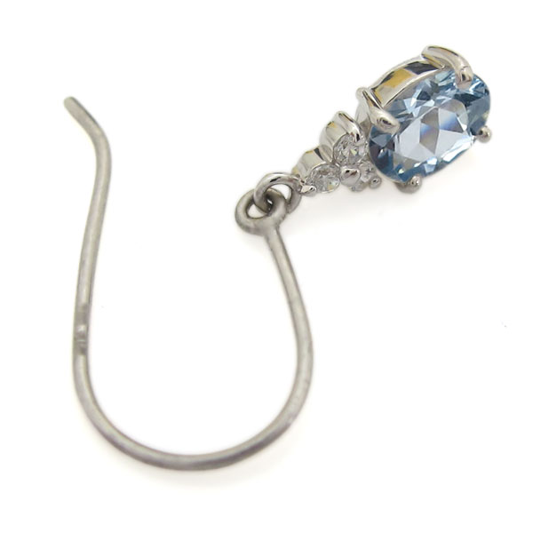 オーバル プラチナピアス アクアマリン フックピアス_4