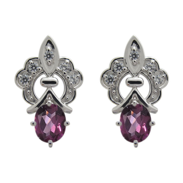 K10WG ロードライトガーネット◇ハート◇ピアス ロードライト