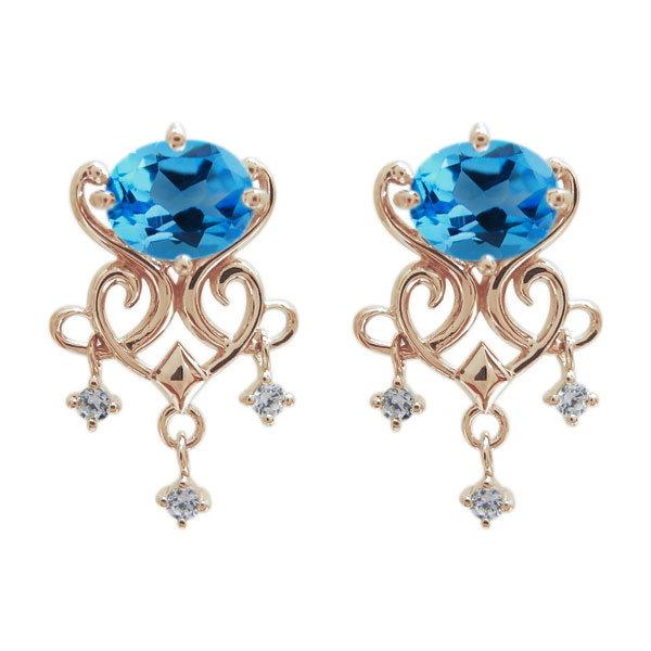 18金 シャンデリアピアス ブルートパーズ ピアス