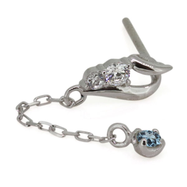 ロングピアス レディース アクアマリンサンタマリア スタッドピアス 10金_4