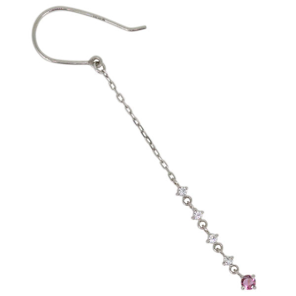ロングピアス フックピアス ピンクトルマリン 10金 揺れる チェーンピアス かわいい_3