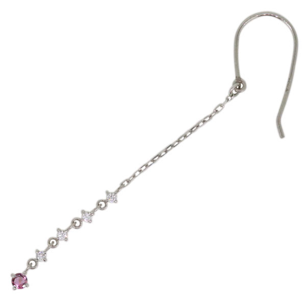 ロングピアス フックピアス ピンクトルマリン 10金 揺れる チェーンピアス かわいい_4