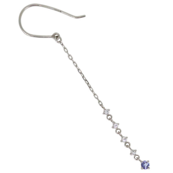 ロングピアス フックピアス タンザナイト 10金 揺れる チェーンピアス かわいい_3