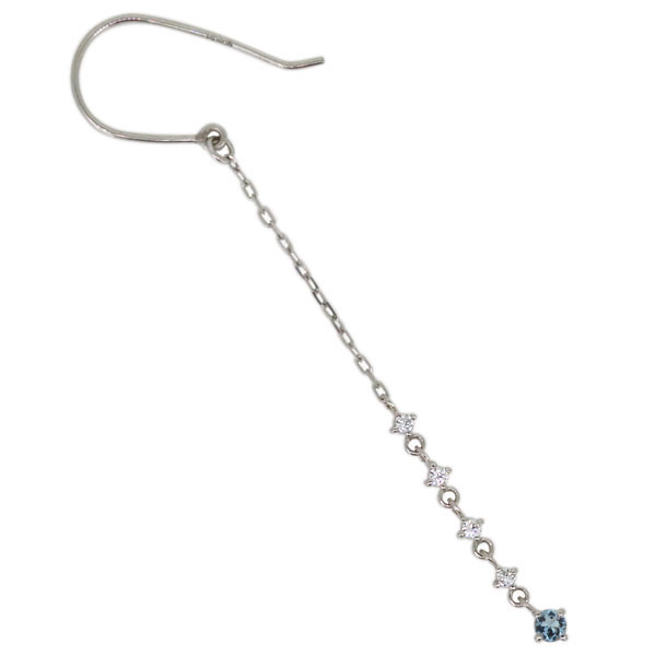 ロングピアス フックピアス アクアマリンサンタマリア 10金 ゆれる チェーンピアス かわいい_3