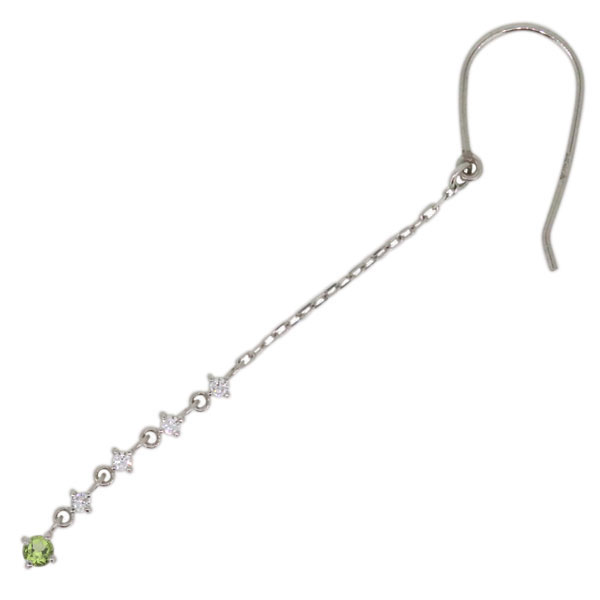 レディース ペリドットピアス ロング フックピアス シンプル 18金