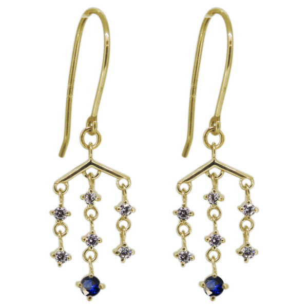 レディースピアス 9月誕生石 フックピアス K10 揺れる かわいいの通販は 51,600円