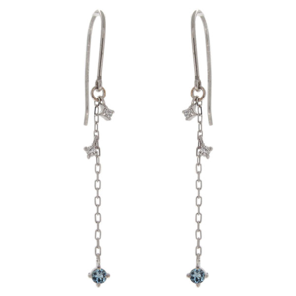 3月誕生石 ピアス レディース フック ロングチェーンピアス プラチナの通販は 28,368円