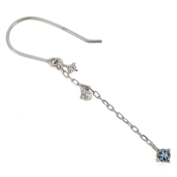 ピアス アクアマリンサンタマリア ロングピアス レディース フックピアス 10金_3