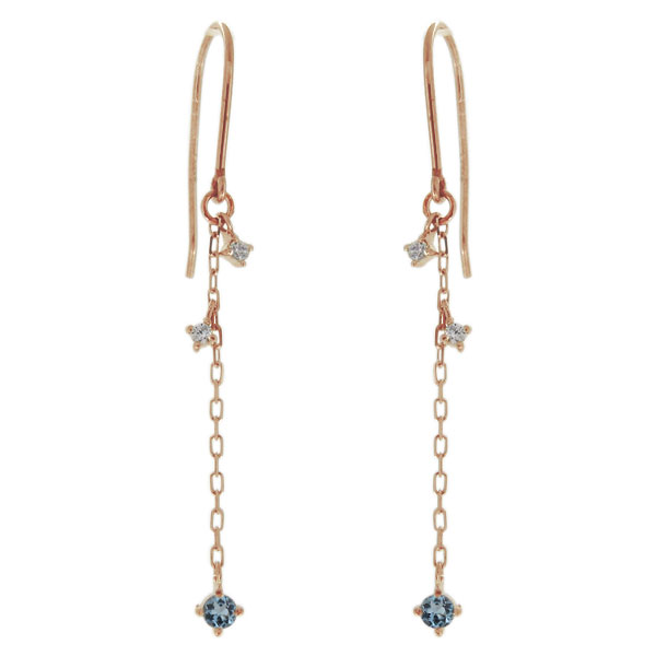 ピアス アクアマリンサンタマリア ロングピアス レディース フックピアス 10金_5