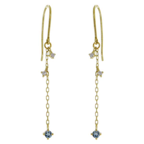 ピアス アクアマリンサンタマリア ロングピアス レディース フックピアス 10金の通販は